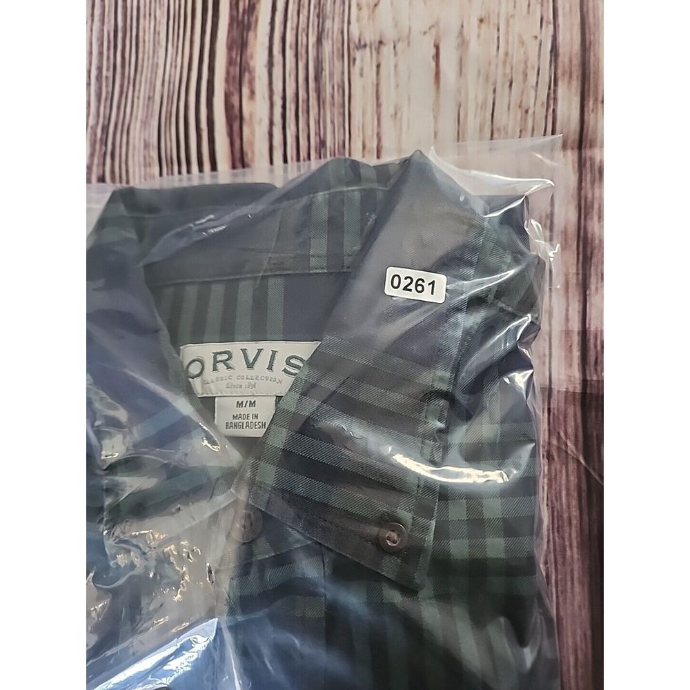 ORVIS Men's Shirt Medium Blackwatch Green Blue Plaid Long Sleeve Button Up - Picture 9 of 9